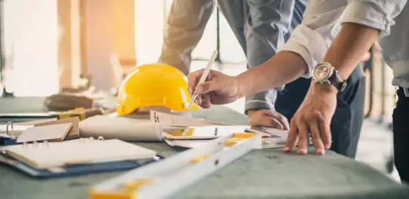 Hard hat on table